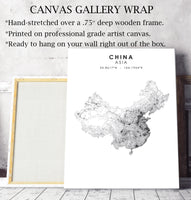 
              China, Asia Scandinavian Style Map Print 
            