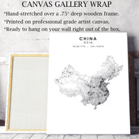 China, Asia Scandinavian Style Map Print 