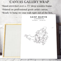Saint Martin, Caribbean Scandinavian Style Map Print 