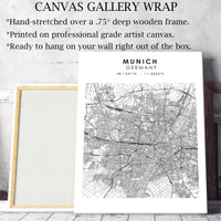 Munich, Germany Scandinavian Style Map Print 