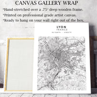 Lyon, France Scandinavian Style Map Print 