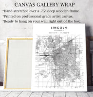 
              Lincoln, Nebraska Scandinavian Map Print 
            