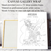 Antigua, Guatemala Scandinavian Style Map Print 