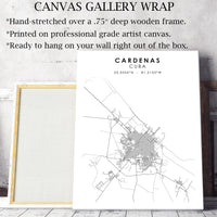 Cardenas, Cuba Scandinavian Style Map Print 