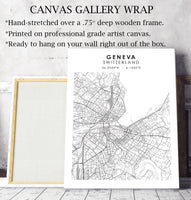 
              Geneva, Switzerland Scandinavian Style Map Print 
            