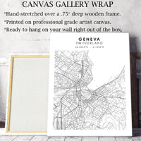 Geneva, Switzerland Scandinavian Style Map Print 