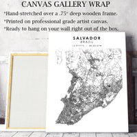 Salvador, Brazil Scandinavian Style Map Print 
