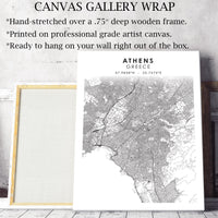 Athens, Greece Scandinavian Style Map Print 