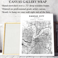 Kansas City, Missouri Scandinavian Map Print 