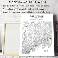 Greenwich, Connecticut Scandinavian Map Print 