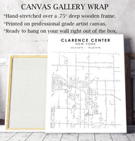 
              Clarence Center, New York Scandinavian Map Print 
            