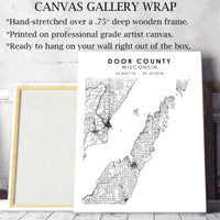 Door County, Wisconsin Scandinavian Map Print 