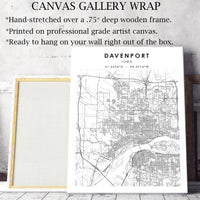Davenport, Iowa Scandinavian Map Print 