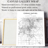 Cedar Rapids, Iowa Scandinavian Map Print 