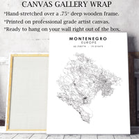 Montenegro Scandinavian Style Map Print 