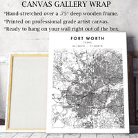 Fort Worth, Texas Scandinavian Map Print 