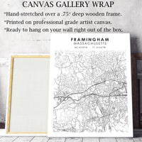 Framingham, Massachusetts Scandinavian Map Print 