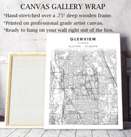 
              Glenview, Illinois Scandinavian Map Print 
            