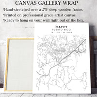 Cayey, Puerto Rico Scandinavian Style Map Print 