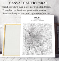 
              Graz, Austria Scandinavian Style Map Print 
            