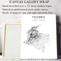 Colombia, South America Scandinavian Style Map Print 