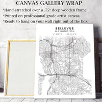 Bellevue, Washington Scandinavian Map Print 