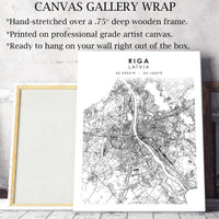 Riga, Latvia Scandinavian Style Map Print 