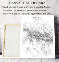 
              Cusco, Peru Scandinavian Style Map Print 
            