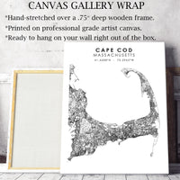 Cape Cod, Massachusetts Scandinavian Map Print 