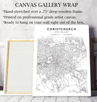 
              Christchurch, New Zealand Scandinavian Style Map Print 
            