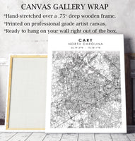 
              Cary, North Carolina Scandinavian Map Print 
            