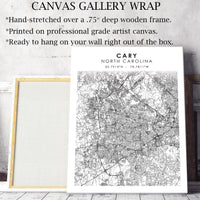 Cary, North Carolina Scandinavian Map Print 