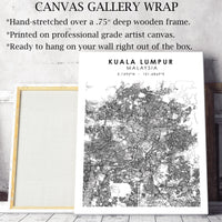 Kuala Lumpur, Malaysia Scandinavian Style Map Print 