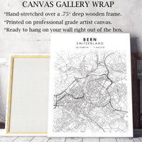Bern, Switzerland Scandinavian Style Map Print 