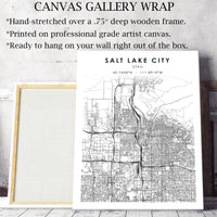 Salt Lake City, Utah Scandinavian Map Print 