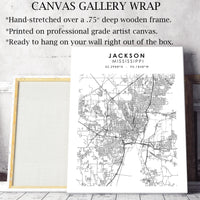 Jackson, Mississippi Scandinavian Map Print 
