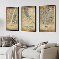
              College Station, Texas Vintage Style Map Print 
            