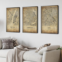 
              Cambridge, Massachusetts Vintage Style Map Print 
            