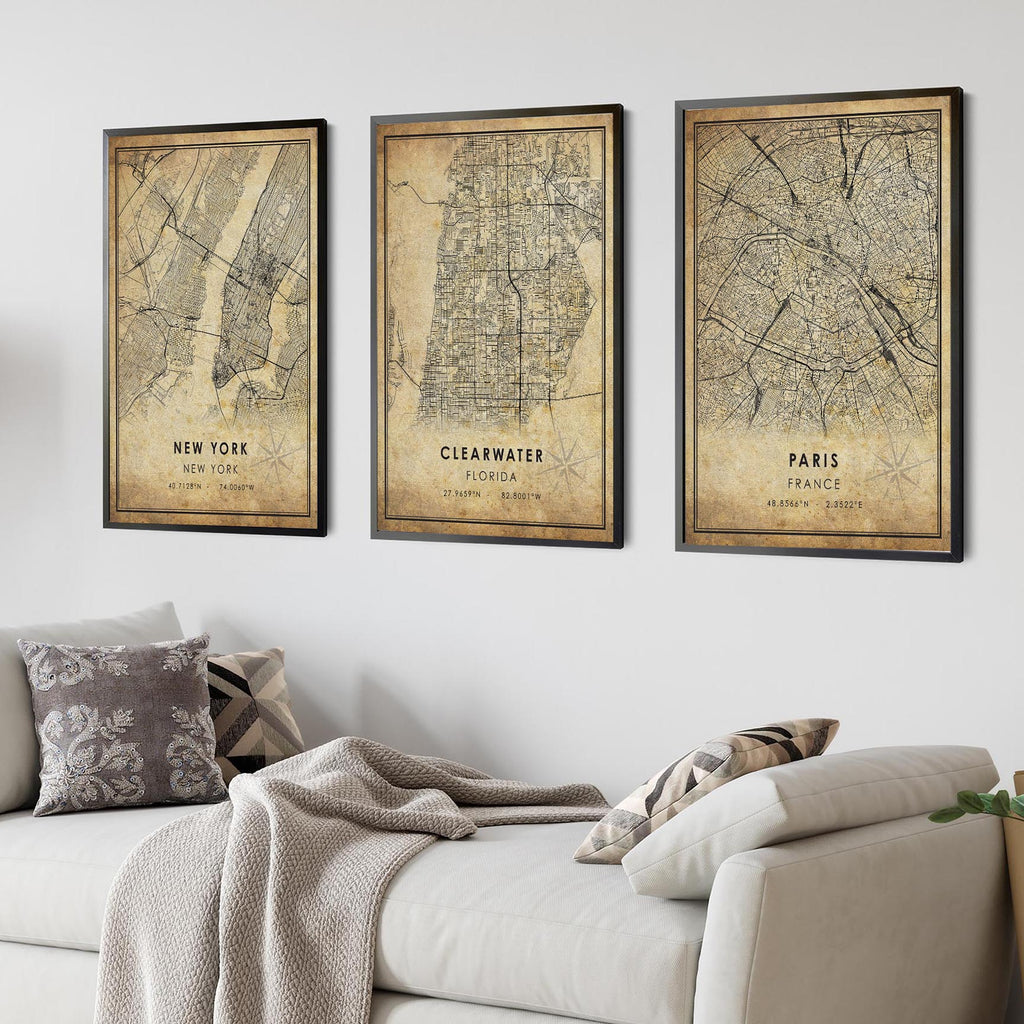 Clearwater, Florida Vintage Style Map Print 