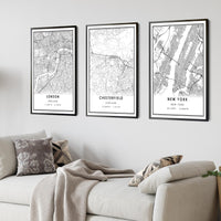 
              Chesterfield, England Modern Style Map Print 
            