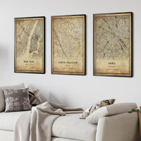 
              South Houston, Texas Vintage Style Map Print
            