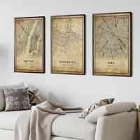 
              Binghamton, New York Vintage Style Map Print 
            