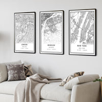 Windsor, Ontario Modern Style Map Print 
