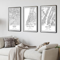 Tel Aviv, Israel Modern Style Map Print 