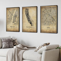 
              California, USA Vintage Style Map Print 
            