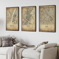 
              Austin, Texas Vintage Style Map Print 
            