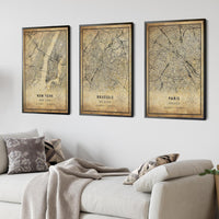 
              Brussels, Belgium Vintage Style Map Print 
            