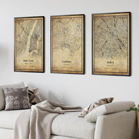 Cannes, France Vintage Style Map Print 
