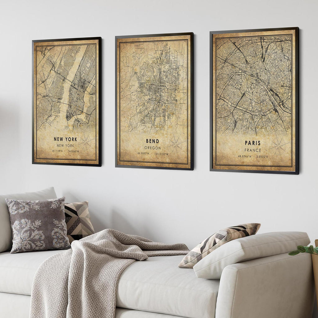 Bend, Oregon Vintage Style Map Print 