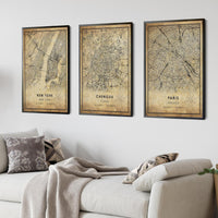 
              Chengdu, China Vintage Style Map Print 
            